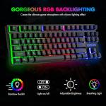 CHONCHOW 87 Keys TKL Gaming Keyboard and Mouse Combo, Wired LED Rainbow Backlit Keyboard 800-3200 DPI RGB Mouse, Gaming for PS4 Xbox PC Laptop Mac