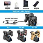 PS4 Controller Charger, PS4 Charger Charging Dock Station Compatable with Dualshock 4, Upgraded Fast-Charging Port for PlayStation 4 Controllers