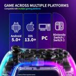 Fosmon Wireless Bluetooth Gaming Controller for Switch 2/1/Lite/OLED, Android/iOS/PC/Steam/Apple Arcade MFi Games, Pro Controller with RGB Lights (14 Color), 4 Level Vibration, 6-Axis Gyro, Turbo