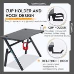BestOffice | 47" Gaming Desk | Blue | Carbon Fiber Textured Computer Desk | Sturdy Steel Frame, Cup Holder, Headphone Hook, Cable Management Holes, Adjustable Leg Pads | for Gamers, Home, Office