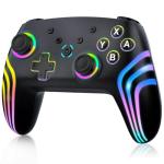 MYSTILUCK Wireless Pro Controller for Switch/Switch 2/Lite/OLED/PC, Gamepad with 7 Color-Changing RGB Lighting/Dual Vibration/6-Axis Gyroscope/Turbo, Ergonomically Designed Precise Joystick