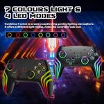 MYSTILUCK Wireless Pro Controller for Switch/Switch 2/Lite/OLED/PC, Gamepad with 7 Color-Changing RGB Lighting/Dual Vibration/6-Axis Gyroscope/Turbo, Ergonomically Designed Precise Joystick