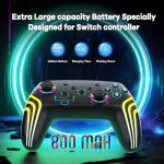MYSTILUCK Wireless Pro Controller for Switch/Switch 2/Lite/OLED/PC, Gamepad with 7 Color-Changing RGB Lighting/Dual Vibration/6-Axis Gyroscope/Turbo, Ergonomically Designed Precise Joystick
