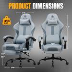 GTPLAYER Gaming Chair with Foot Rest & Pocket Spring Cushion, Ergonomic High Back Computer Desk Chair with Headrest & Lumbar Support for Back Pain Relief, Breathable Fabric, Mist-Blue