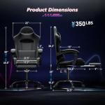 Magshion Video Gaming Chair for Adults, Ergonomic Computer Desk Chair with Linkage Armrests, Height Adjustable Gamer Chair with Footrest and Headrest for Home Office, 350 Lbs Capacity, Black