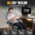 GTPLAYER Gaming Chair with Foot Rest & Pocket Spring Cushion, Ergonomic High Back Computer Desk Chair with Headrest & Lumbar Support for Back Pain Relief, Breathable Fabric, Mist-Blue