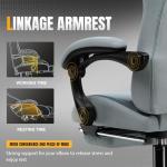 GTPLAYER Gaming Chair with Foot Rest & Pocket Spring Cushion, Ergonomic High Back Computer Desk Chair with Headrest & Lumbar Support for Back Pain Relief, Breathable Fabric, Mist-Blue