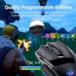 Redragon M801 Wireless Gaming Mouse, RGB Gaming Mouse with MMO 9 Programmable Macro Editing Buttons, UP 16000 Adjustable DPI, Rapid Fire Button for Game, Windows,PC - Wireless, Black