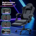 Magshion Video Gaming Chair for Adults, Ergonomic Computer Desk Chair with Linkage Armrests, Height Adjustable Gamer Chair with Footrest and Headrest for Home Office, 350 Lbs Capacity, Black