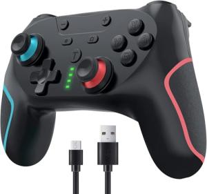Matbip Wireless Controller for Switch/Switch Lite/Switch OLED/Switch 2, Wireless controller with 2 back buttons, 3-level TURBO adjustable(blue&red)