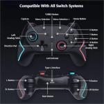 Matbip Wireless Controller for Switch/Switch Lite/Switch OLED/Switch 2, Wireless controller with 2 back buttons, 3-level TURBO adjustable(blue&red)