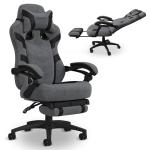 Respawn 110 Pro Ergonomic Gaming Chair with Footrest for Adults - Comfortable Office Gaming Recliner with Lumbar Support and Headrest, Racing Style Video Game Chairs for Computer Gamer - Gray Fabric