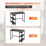 PayLessHere 39 Inch L-Shaped Computer Desk,Gaming Desk with Durable Metal Frame,Corner Desk with Reversible Storage Shelves for Home Office Gaming Study,Black (39 inch)