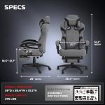 Respawn 110 Pro Ergonomic Gaming Chair with Footrest for Adults - Comfortable Office Gaming Recliner with Lumbar Support and Headrest, Racing Style Video Game Chairs for Computer Gamer - Gray Fabric