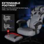 Respawn 110 Pro Ergonomic Gaming Chair with Footrest for Adults - Comfortable Office Gaming Recliner with Lumbar Support and Headrest, Racing Style Video Game Chairs for Computer Gamer - Gray Fabric