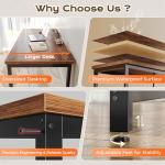 Huuger 55 x 24 inch Desk with Power Outlets & USB-C, Deeper & Thicker Desktop, Robust Metal Tubes, Computer Desk, Heavy Duty Office Desk, Work Gaming Desk for Home Office, Rustic Brown