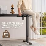 Veken 47.2" Standing Desk, Adjustable Height Office Desk with Wood Desktop, Computer Table for Home Work, Study and Gaming, Small Spaces, Modern Furniture, Black