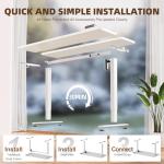 Veken 55 Inch Large Electric Standing Desk,Sit to Stand Up, Heights Adjustable, Work Home Office Computer Table for Study, Walking Pad, Writing, and Games, Wooden Desktop Desks, White