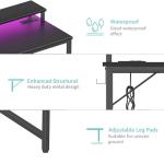 Lufeiya Small Desk with Power Outlets and LED Lights, 32 Inch Teen Writing Study Table Home Office Computer Desks with Monitor Stand, Gaming Desk with Charging Station, Black
