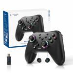 AceGamer Aurora II 2.4G Wireless Bluetooth Controller for PC/Android/Switch/iOS/Switch 2/Steam Deck with Rotary Motors, RGB Hall Effect Joysticks - Upgraded PC Gaming Controller and Back Buttons Lock
