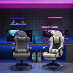 Gamtimer Gaming Chair, 400 lbs Adult Chair, High Back Computer Chair with Footrest and Linked Armrests, Office Video Game Chair with Lumbar Support (Grey)