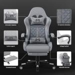 Gamtimer Gaming Chair, 400 lbs Adult Chair, High Back Computer Chair with Footrest and Linked Armrests, Office Video Game Chair with Lumbar Support (Grey)