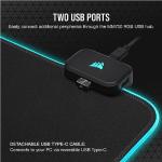 Corsair MM700 RGB Extended Cloth Gaming Mouse Pad - 36.6" x 15.8" - 360° RGB Lighting - Two USB Port Hub - Thick Rubber - Black