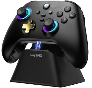EasySMX D05 PC Controller - Enhanced Wireless Bluetooth Pro Controller with Charging Dock/Hall Sensor/RGB Lighting - No Stick Drift, No Dead Zone - Work for Windows PC, Android, Steam and Switch