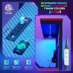 Bestier Gaming Desk with Power Outlets, 44 Inch Led Gamer Desk with 4 Tiers Reversible Shelves, PC Gaming Table with Headset Hook & Side Storage Bag for Bedroom (Black 3D Carbon Fiber)