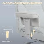 Dowinx Big and Tall Office Chair with Pocket Spring Cushion,High Back Computer Gaming Chairs with Adjustable Armrests and Lumbar Support,Executive Desk Chairs with Footrest(PU Leather,White)