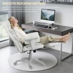 Dowinx Big and Tall Office Chair with Pocket Spring Cushion,High Back Computer Gaming Chairs with Adjustable Armrests and Lumbar Support,Executive Desk Chairs with Footrest(PU Leather,White)