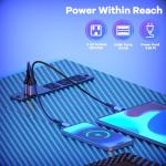 Eivanet L Shaped Gaming Desk with LED Lights & Power Outlet, 40" Reversible Computer Desk with Adjustable Monitor Stand and Storage Shelves Corner Home Office Desk for Small Space Carbon Fiber Black