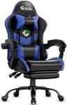 Czlolo Gaming Chair, Ergonomic Office Computer Chair with Footrest and Lumbar Support Massager Racing Style High Back Video Gamer Chair, Wide＆Thick Cushion, 90°-135° Recline, Adjustable Height, Blue