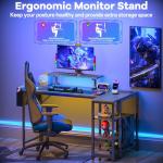 Eivanet L Shaped Gaming Desk with LED Lights & Power Outlet, 40" Reversible Computer Desk with Adjustable Monitor Stand and Storage Shelves Corner Home Office Desk for Small Space Carbon Fiber Black