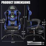 Czlolo Gaming Chair, Ergonomic Office Computer Chair with Footrest and Lumbar Support Massager Racing Style High Back Video Gamer Chair, Wide＆Thick Cushion, 90°-135° Recline, Adjustable Height, Blue