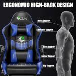 Czlolo Gaming Chair, Ergonomic Office Computer Chair with Footrest and Lumbar Support Massager Racing Style High Back Video Gamer Chair, Wide＆Thick Cushion, 90°-135° Recline, Adjustable Height, Blue