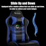 Czlolo Gaming Chair, Ergonomic Office Computer Chair with Footrest and Lumbar Support Massager Racing Style High Back Video Gamer Chair, Wide＆Thick Cushion, 90°-135° Recline, Adjustable Height, Blue
