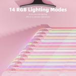 Pink RGB LED Gaming Mouse Pad, 14 Modes Glow Pad, Extra Large Gaming Mousepad,Waterproof Rubber Non Slip Cute Sakura Mat, Extended Big Keyboard and Mouse Pad Mat for Gamer Office Home, XXL 800×300×4mm