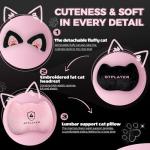 GTRACING Pink Gaming Chair Cute with Cat Ears Ergonomic Computer Chair with Cat Embroidery Adjustable Memory Foam Lumbar Support and Headrest Comfortable Reclining Office Chair Soft Velvet Fabric