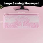Pink RGB LED Gaming Mouse Pad, 14 Modes Glow Pad, Extra Large Gaming Mousepad,Waterproof Rubber Non Slip Cute Sakura Mat, Extended Big Keyboard and Mouse Pad Mat for Gamer Office Home, XXL 800×300×4mm