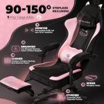 GTRACING Pink Gaming Chair Cute with Cat Ears Ergonomic Computer Chair with Cat Embroidery Adjustable Memory Foam Lumbar Support and Headrest Comfortable Reclining Office Chair Soft Velvet Fabric