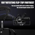 Czlolo Gaming Chair, Ergonomic Office Computer Chair with Footrest and Lumbar Support Massager Racing Style High Back Video Gamer Chair, Wide＆Thick Cushion, 90°-135° Recline, Adjustable Height, Blue