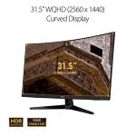 ASUS TUF 32 Inch Curved Gaming Monitor - QHD (2560 x 1440), 165Hz (Supports 144Hz), 1ms, Extreme Low Motion Blur, Speaker, FreeSync Premium, VESA Mountable, DisplayPort, HDMI - VG32VQ1B