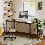Huuger Computer Desk, 63 Inch Office Desk, Gaming Desk with Storage, Writing Desk Work Desk for Home Office, Study, Modern Simple Desk, Large Legroom, Metal Frame, Rustic Brown and Black