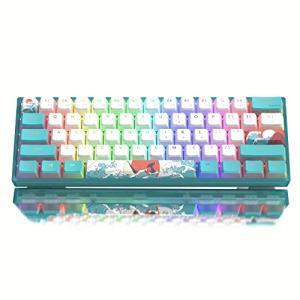 Womier 60% Percent Keyboard,WK61 V2 Mechanical RGB Wired Gaming Keyboard,Hot-Swappable Creamy Key Board with PBT Keycaps,Linear Red Switch for Windows/MAC (Blue)