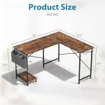 BORGEBY L-Shaped Computer Desk with Reversible Storage Shelves, Durable Metal Frame, MDF Board Desktop, Side Storage Bag and CPU Stand, Writing Study Work Table for Home Office Gaming, 50 inches Wide