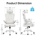 Ergonomic Office Chair with Lumbar Support High Back Mesh Desk Chair with Adjustable Headrest Tilt Function and Flip-Up Arms 350lb Capacity Comfortable Computer Gaming Chair for Home Office (White)