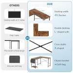 BORGEBY L-Shaped Computer Desk with Reversible Storage Shelves, Durable Metal Frame, MDF Board Desktop, Side Storage Bag and CPU Stand, Writing Study Work Table for Home Office Gaming, 50 inches Wide