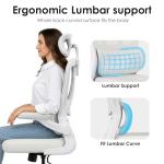Ergonomic Office Chair with Lumbar Support High Back Mesh Desk Chair with Adjustable Headrest Tilt Function and Flip-Up Arms 350lb Capacity Comfortable Computer Gaming Chair for Home Office (White)