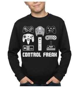 Tstars Long Sleeve Gaming Shirt for Boys - Video Game Graphic Tee - Youth Gift for Gamer Kids and Console Fans X-Large Black